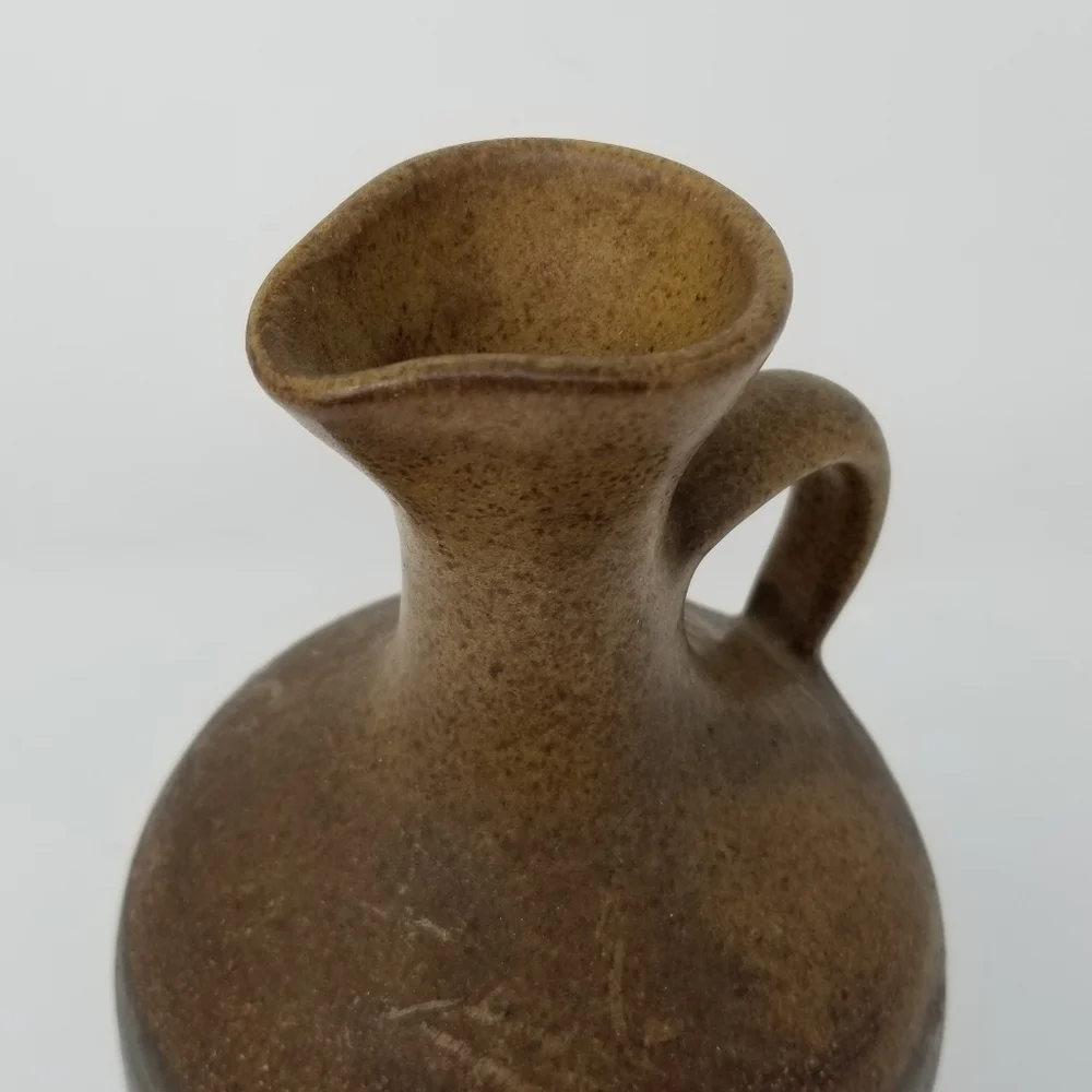 Pottery Jug Handle Spout Stoneware Marked M